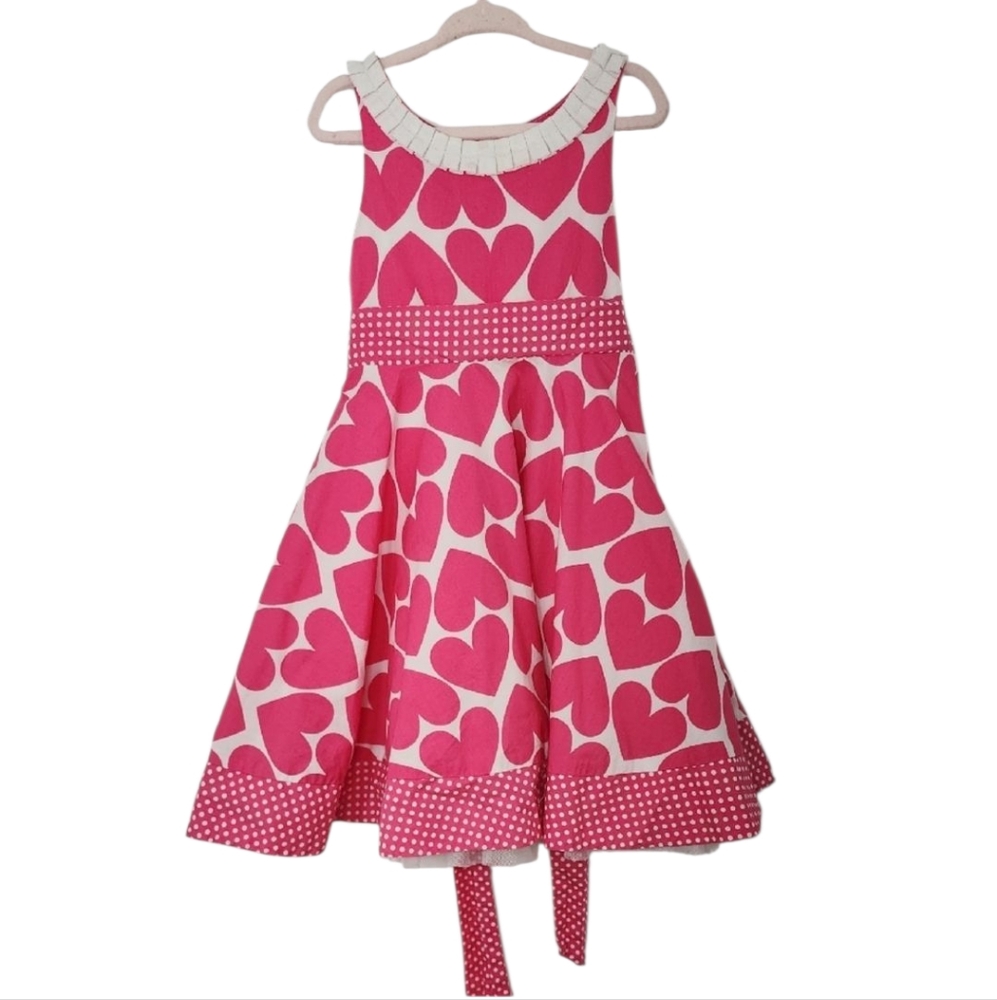 PolkaTots Pink/White Heart Kids‎ Girl Dress Size 5